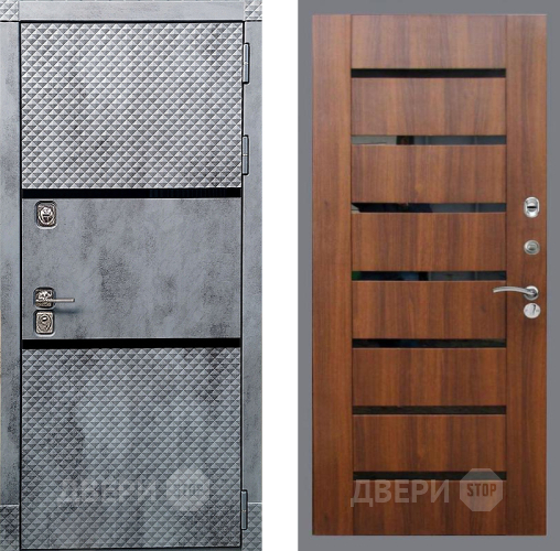 Входная металлическая Дверь Рекс (REX) 15 Бетон Темный СБ-14 стекло черное Орех бренди в Реутове