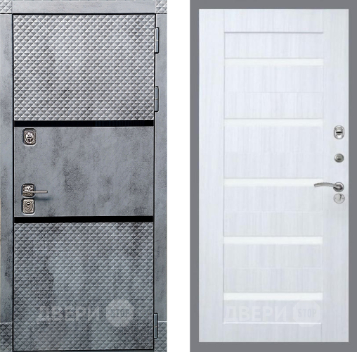 Дверь Рекс (REX) 15 Бетон Темный СБ-14 стекло белое Сандал белый в Реутове