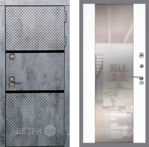 Входная металлическая Дверь Рекс (REX) 15 Бетон Темный СБ-16 Зеркало Силк Сноу в Реутове