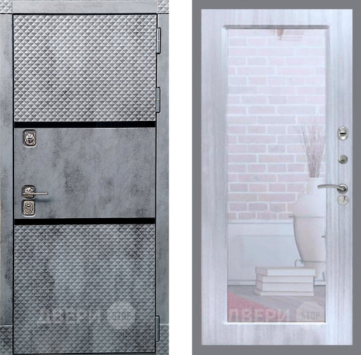 Входная металлическая Дверь Рекс (REX) 15 Бетон Темный Зеркало Пастораль Сандал белый в Реутове