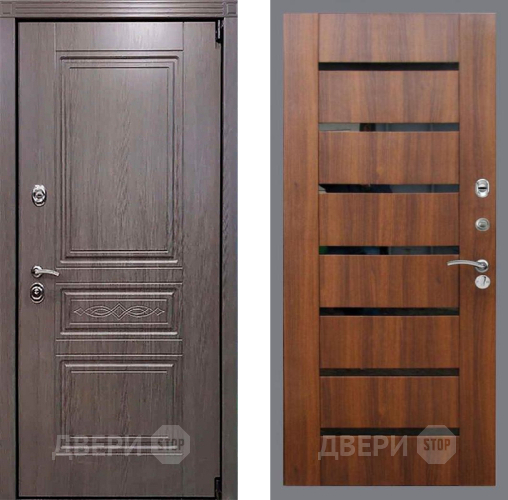 Дверь Рекс (REX) Премиум-S СБ-14 стекло черное Орех бренди в Реутове