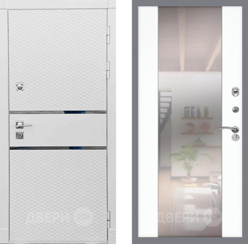 Входная металлическая Дверь Рекс (REX) 15 Силк Сноу СБ-16 Зеркало Силк Сноу в Реутове