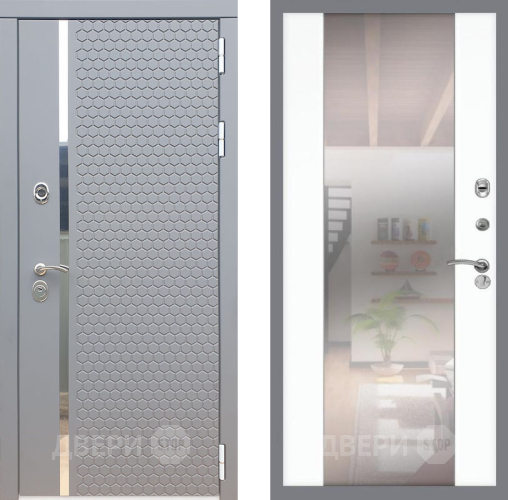 Входная металлическая Дверь Рекс (REX) 24 СБ-16 Зеркало Силк Сноу в Реутове