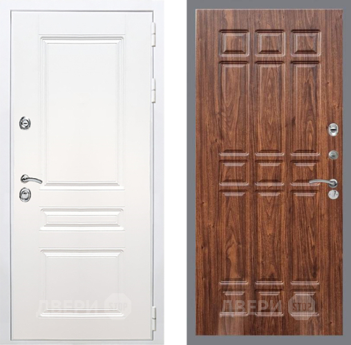 Входная металлическая Дверь Рекс (REX) Премиум-н Силк Сноу FL-33 орех тисненый в Реутове