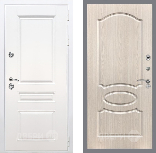 Входная металлическая Дверь Рекс (REX) Премиум-н Силк Сноу FL-128 Беленый дуб в Реутове