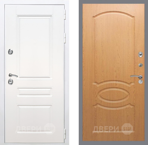 Входная металлическая Дверь Рекс (REX) Премиум-н Силк Сноу FL-128 Дуб в Реутове