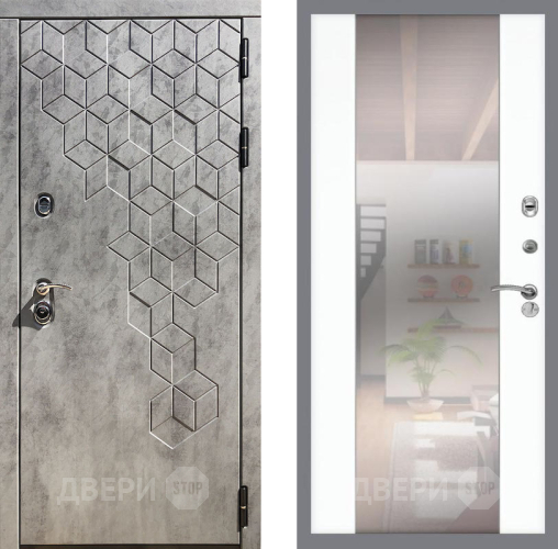 Входная металлическая Дверь Рекс (REX) 23 СБ-16 Зеркало Силк Сноу в Реутове