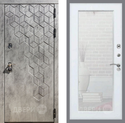 Входная металлическая Дверь Рекс (REX) 23 Зеркало Пастораль Белый ясень в Реутове