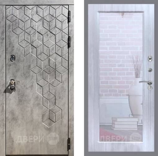 Входная металлическая Дверь Рекс (REX) 23 Зеркало Пастораль Сандал белый в Реутове